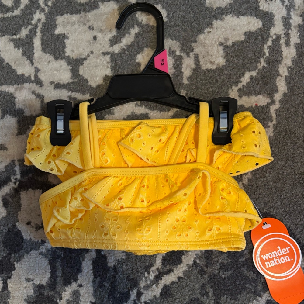 Wonder Nation Yellow Eyelet Bikini top and bottom